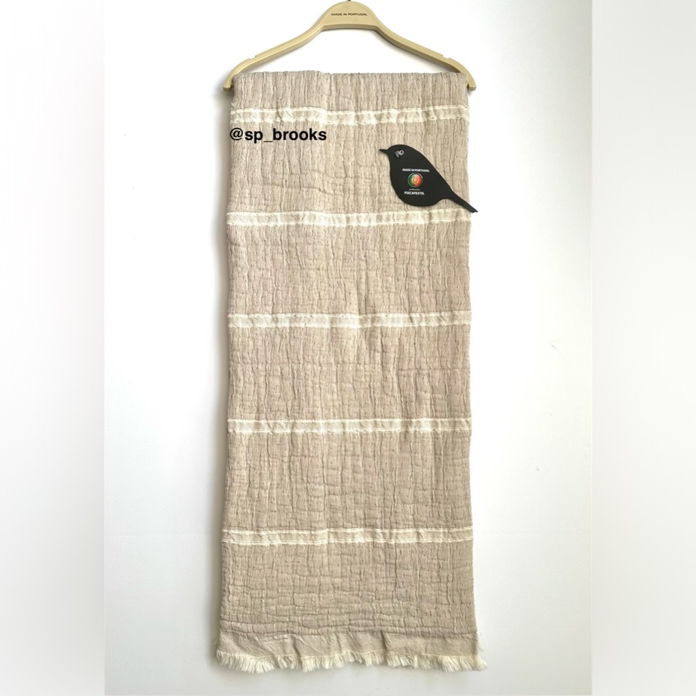 🎁Piscatextil Throw Blanket - Cotton Textured Gray with Distressed Trim